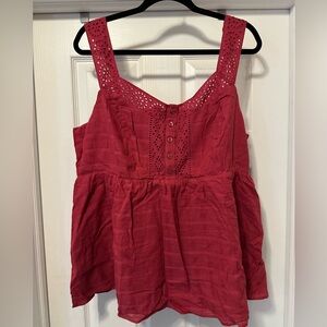 Torrid Red Eyelet Tank Top